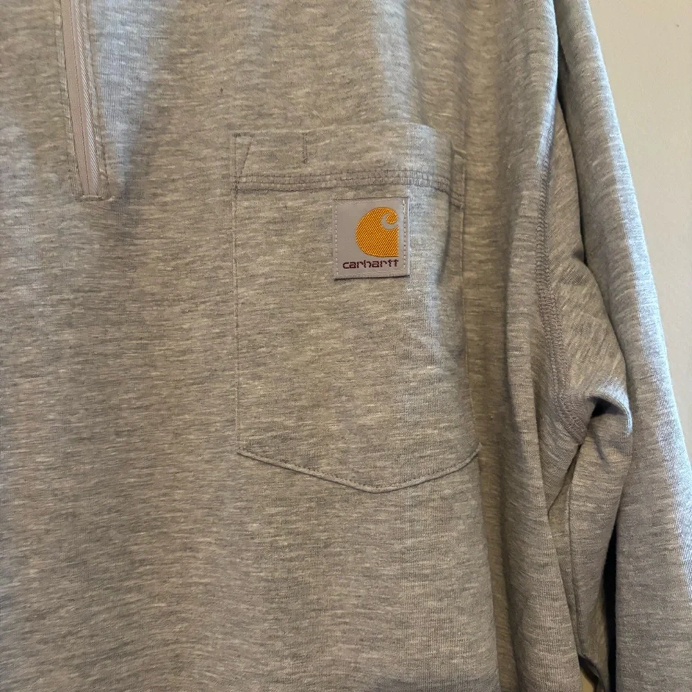 NWT Carhartt Heather Gray Quarter-Zip Mock Neck Pullover - Picture 4 of 5